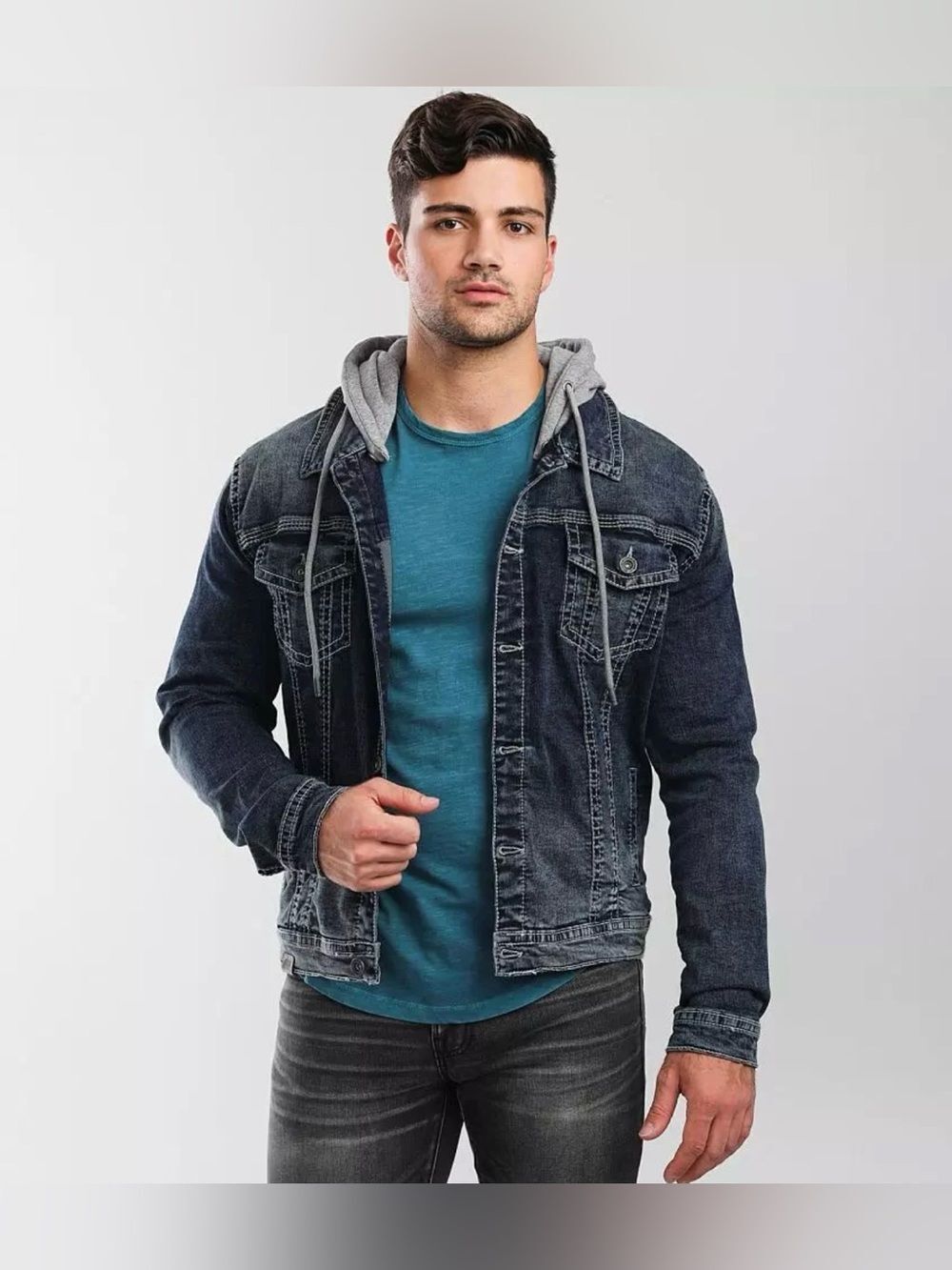 BKE Buckle Bradley Hooded Stretch Denim Jean Jacket BKE Men’s Size Large